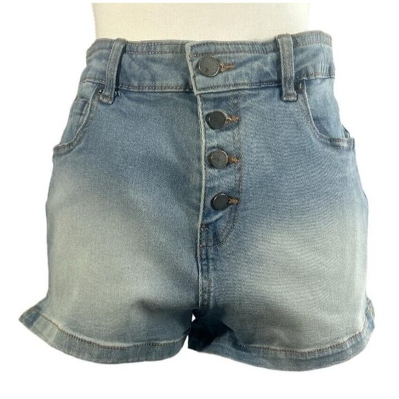 Roxy Women's High-Rise Stretch Button Fly Light Denim Slits Shorts Size 28 - Picture 5 of 15